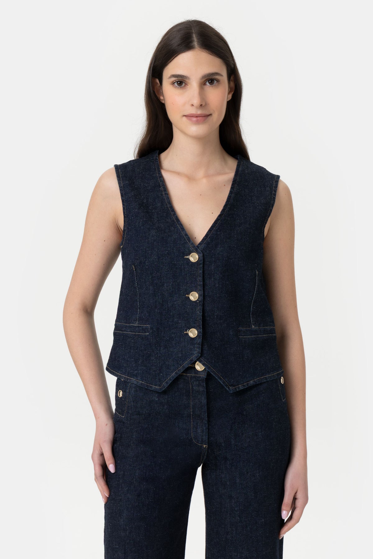 Glam Nvt01 Gilet in Pure Denim Eco Friendly