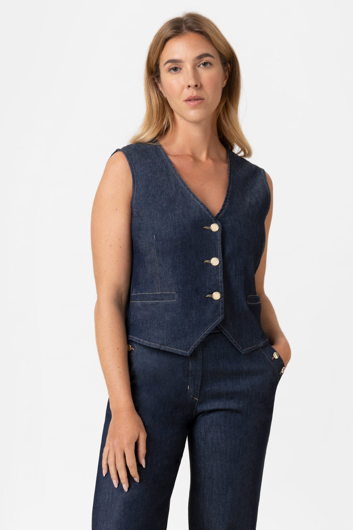 Glam Rt01 Gilet in denim super stretch