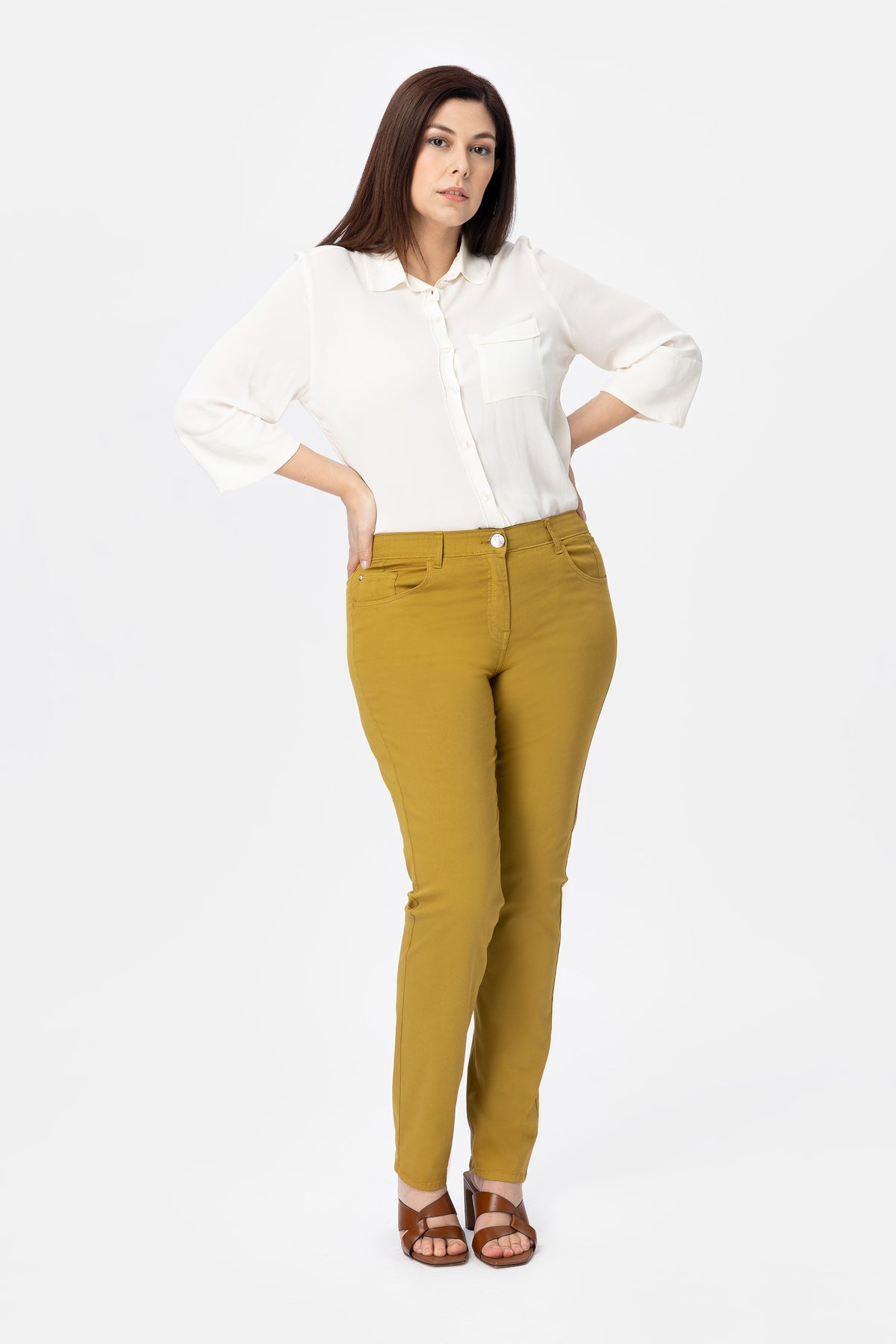 Demetra Th/S Pantalone cotone con dettaglio strass
